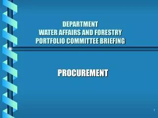 DEPARTMENT WATER AFFAIRS AND FORESTRY PORTFOLIO COMMITTEE BRIEFING