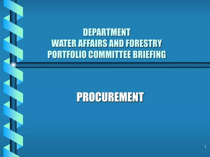 department water affairs and forestry portfolio committee briefing