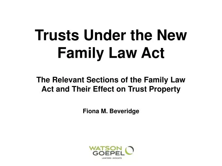 trusts under the new family law act