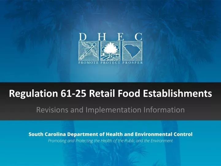 regulation 61 25 retail food establishments