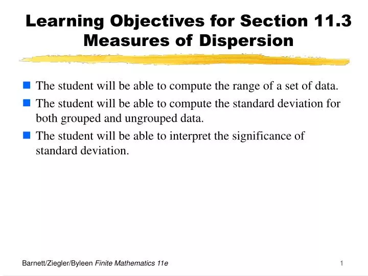learning objectives for section 11 3 measures of dispersion