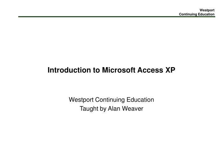 introduction to microsoft access xp