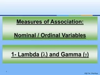 Measures of Association: Nominal / Ordinal Variables