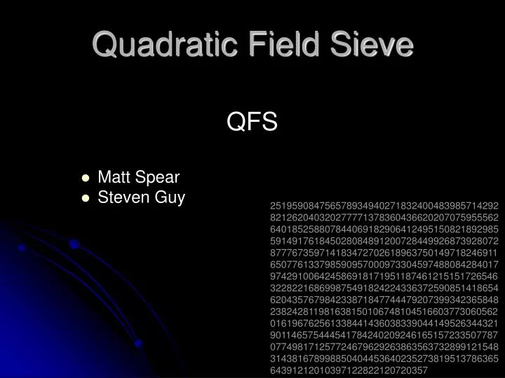 quadratic field sieve