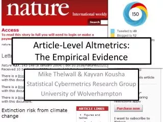 Article-Level Altmetrics: The Empirical Evidence