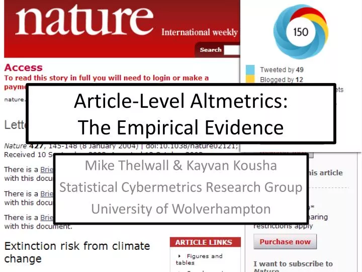 article level altmetrics the empirical evidence