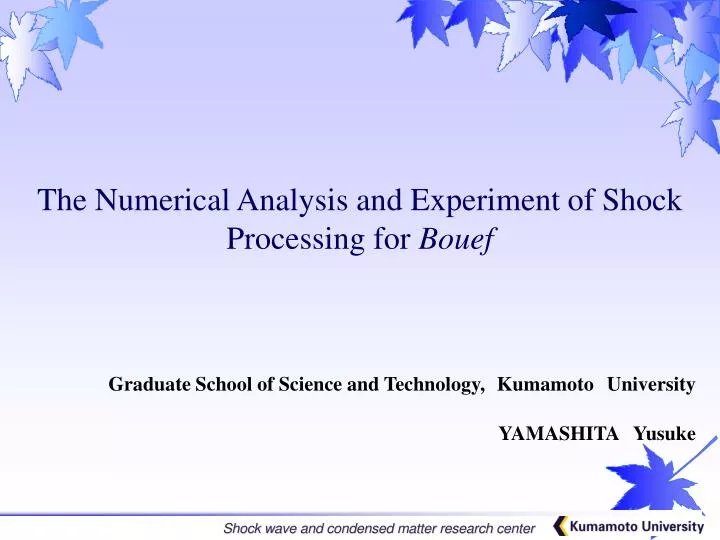 the numerical analysis and experiment of shock processing for bouef
