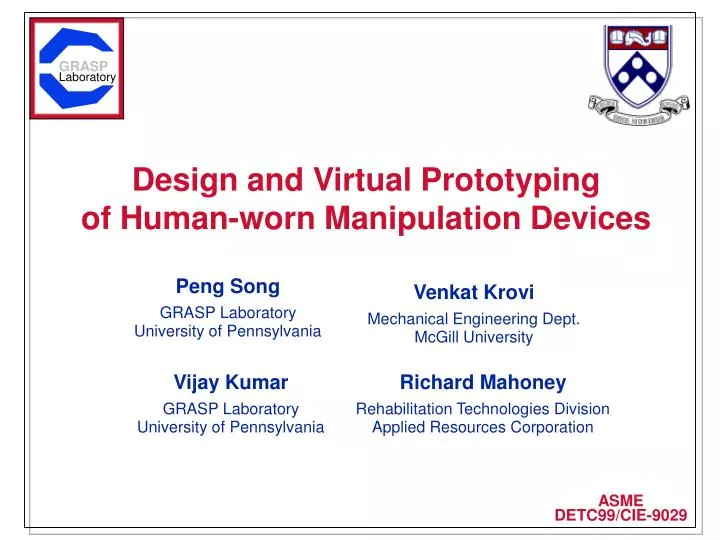 design and virtual prototyping of human worn manipulation devices