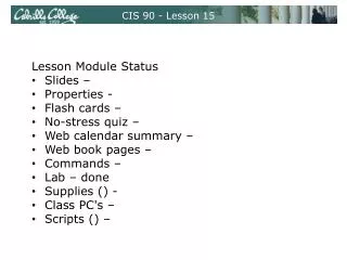 CIS 90 - Lesson 15