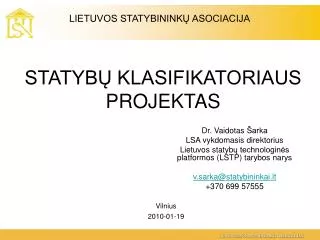 statyb klasifikatoriaus projektas