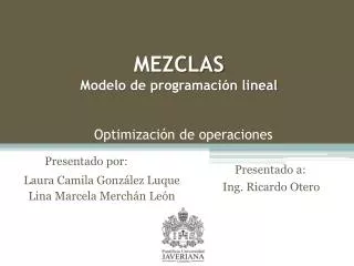 mezclas modelo de programaci n lineal