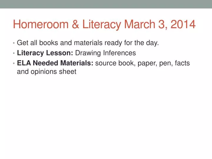 homeroom literacy march 3 2014