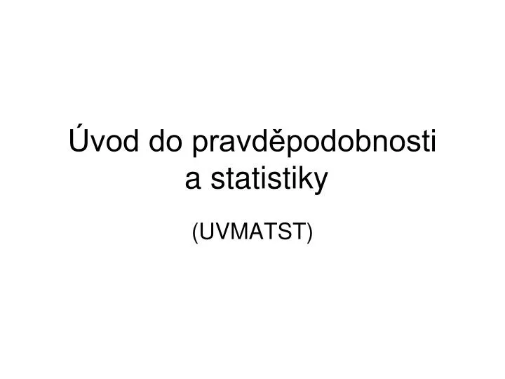 vod do pravd podobnosti a statistiky