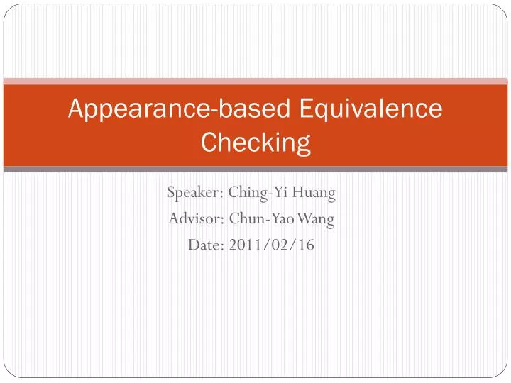 appearance based equivalence checking