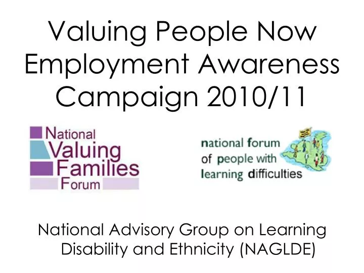 valuing people now employment awareness campaign 2010 11