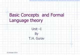 Basic Concepts and Formal Language theory