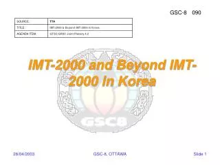 IMT-2000 and Beyond IMT-2000 in Korea