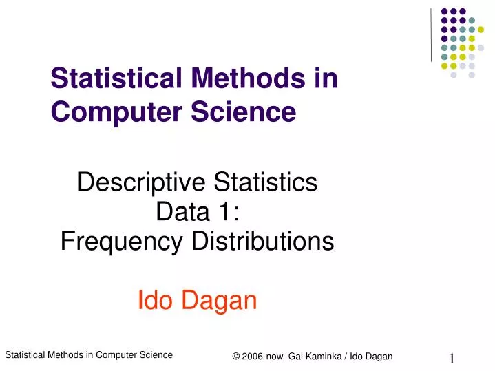 descriptive statistics data 1 frequency distributions ido dagan