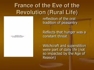 France of the Eve of the Revolution (Rural Life)