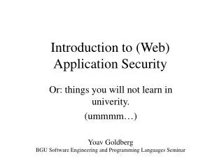 introduction to web application security