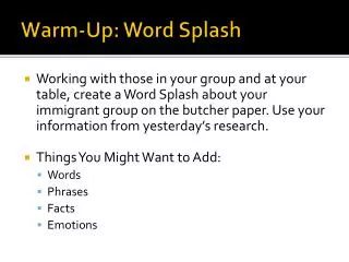 Warm-Up: Word Splash