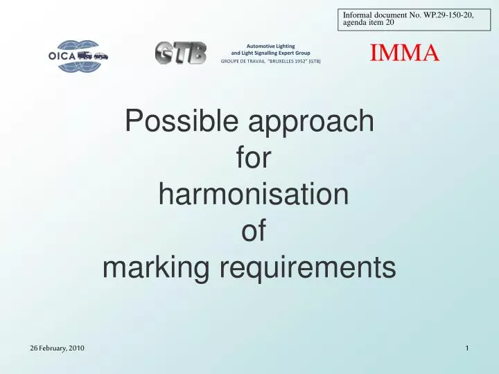 possible approach for harmonisation of marking requirements