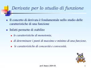 derivate per lo studio di funzione