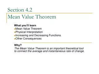 Section 4.2 Mean Value Theorem