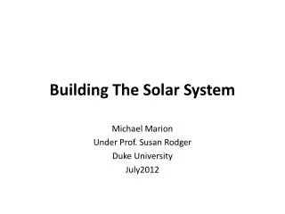 Building The Solar System