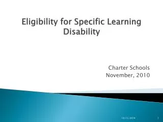 Eligibility for Specific Learning Disability