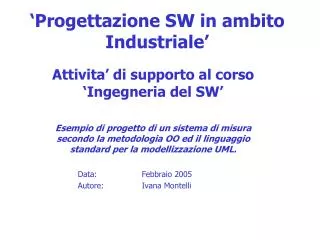 progettazione sw in ambito industriale