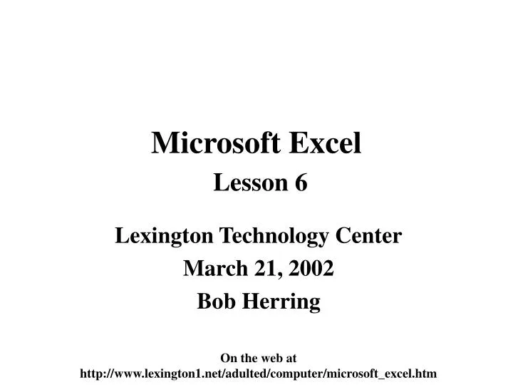 microsoft excel lesson 6