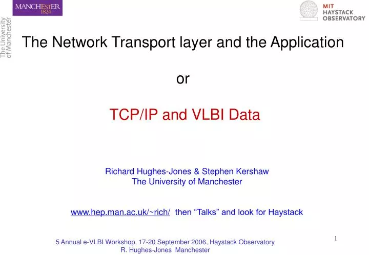 the network transport layer and the application or tcp ip and vlbi data