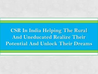 THE IMPACT OF CSR FOUNDATIONS IN INDIA