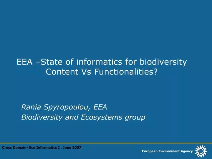eea state of informatics for biodiversity content vs functionalities