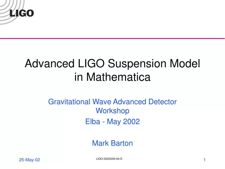 advanced ligo suspension model in mathematica