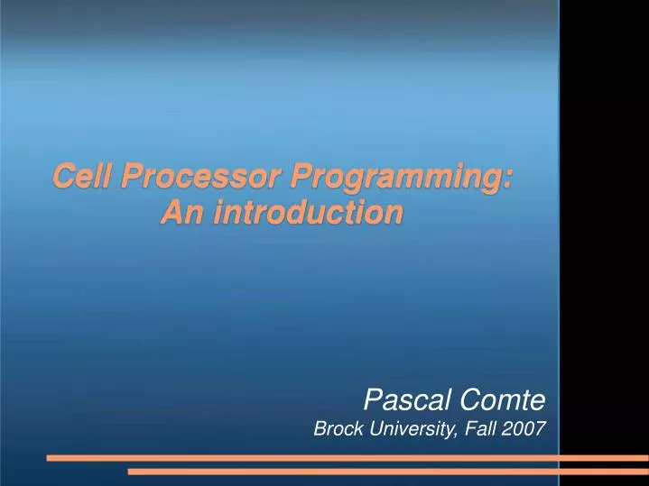 cell processor programming an introduction