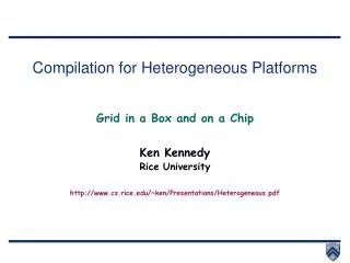 Compilation for Heterogeneous Platforms