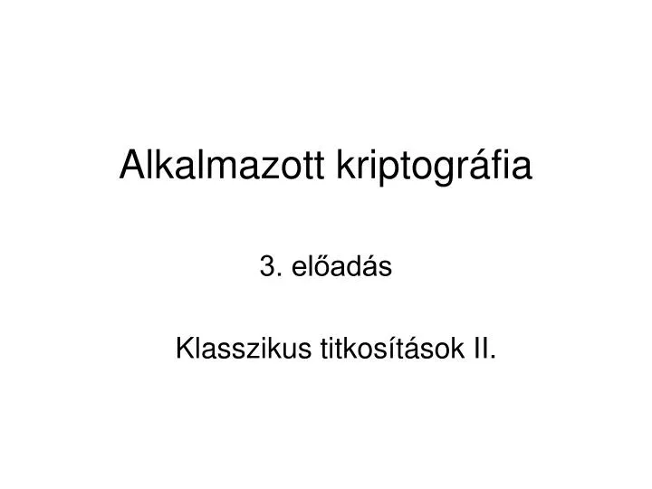 alkalmazott kriptogr fia