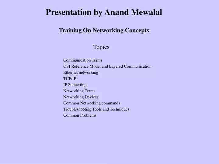 training on networking concepts