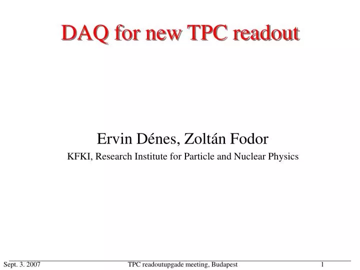 daq for new tpc readout