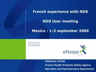 French experience with NDS NDS User meeting Mexico : 1-3 september 2009