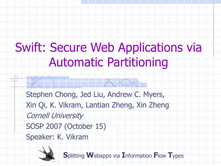 swift secure web applications via automatic partitioning