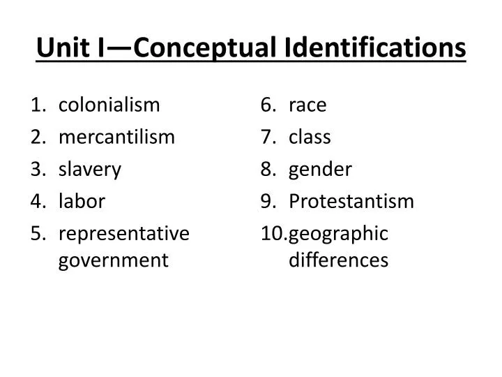 unit i conceptual identifications