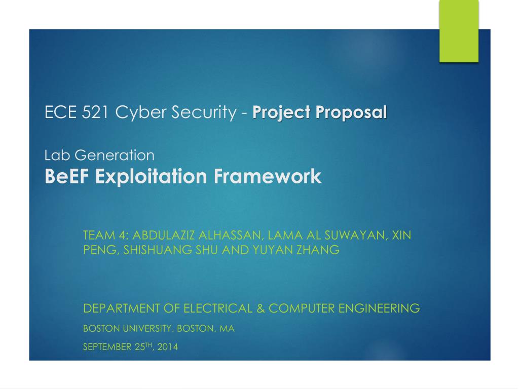 Beef Project PPT - ECE 521 Cyber Security - Project Proposal Lab Generation BeEF ...