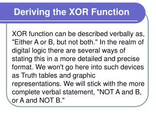 Deriving the XOR Function