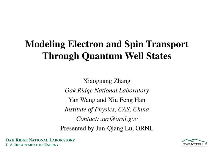 modeling electron and spin transport through quantum well states