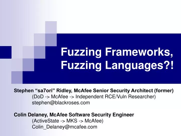 fuzzing frameworks fuzzing languages