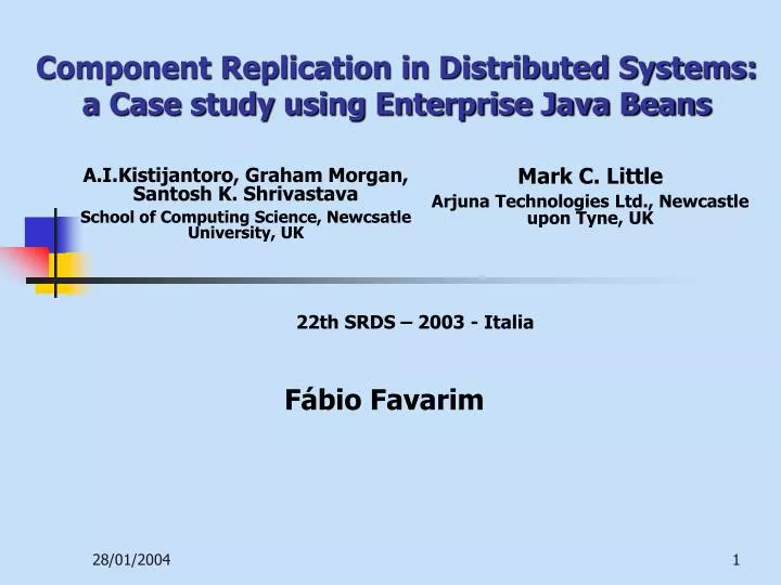 component replication in distributed systems a case study using enterprise java beans