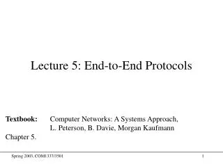 Lecture 5: End-to-End Protocols